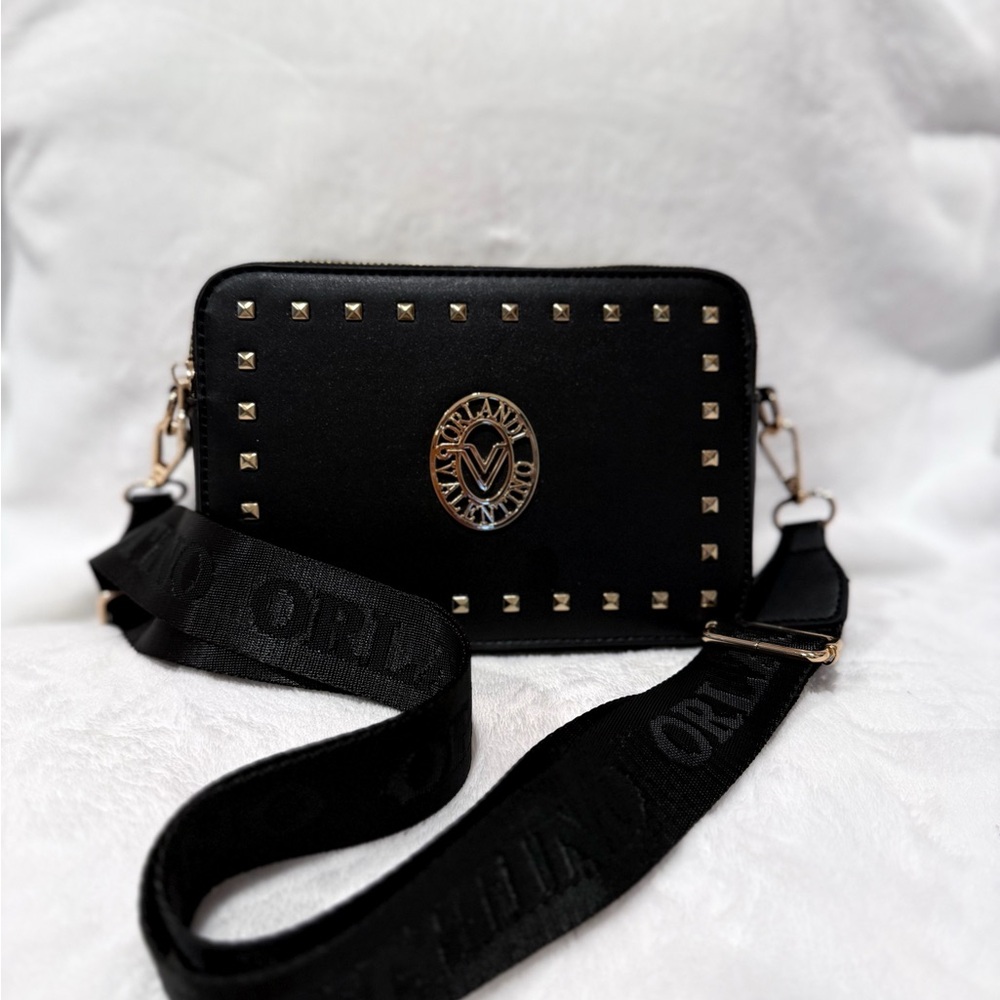 Valentino Orlandi Black Studded Crossbody Bag